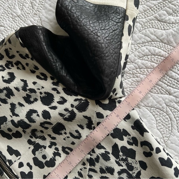 Nicholas - Leopard Print Leather Combo Bomber Jacket - Picture 16 of 16
